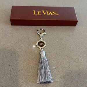 Le Vian charm tassel keychain in platinum in box
